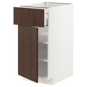 IKEA - Armario bajo con cajón y puerta blanco/Sinarp marrón…