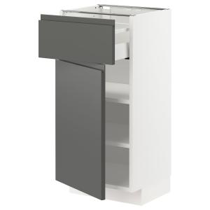 IKEA - Armario bajo con cajón y puerta blanco/Voxtorp gris…