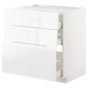 IKEA - Armario bajo para placa 3 cajones, blanco, Voxtorp b…