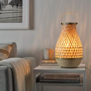 IKEA - lámpara de mesa, bambúa mano, 36 cm bambú/a mano