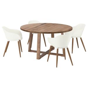 IKEA - GRÖNSTA mesa y 4 sillas con reposabrazos, chapa robl…