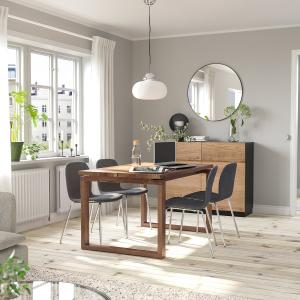 IKEA - KARLPETTER Mesa y 4 sillas chapa roble tinte marrón/…