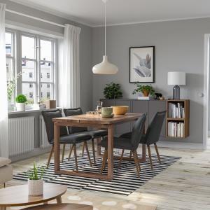 IKEA - KLINTEN mesa y 4 sillas, chapa roble tinte marrónKil…