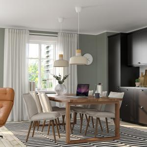IKEA - KLINTEN mesa y 6 sillas, chapa roble tinte marrónKil…