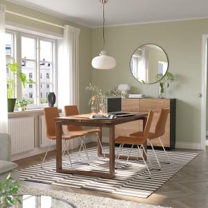 IKEA - LILLÅNÄS mesa y 4 sillas, chapa roble tinte marróncr…