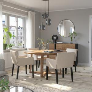 IKEA - MÅRENÄS mesa y 4 sillas con reposabrazos, chapa robl…