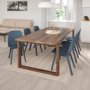 IKEA - ODGER mesa y 6 sillas, chapa robleazul, 220x100 cm c…