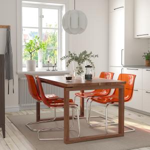 IKEA - TOBIAS mesa y 4 sillas, chapa roble tinte marrónmarr…