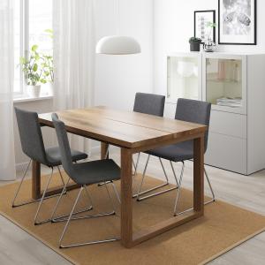 IKEA - VOLFGANG Mesa y 4 sillas marrón/Gunnared gris