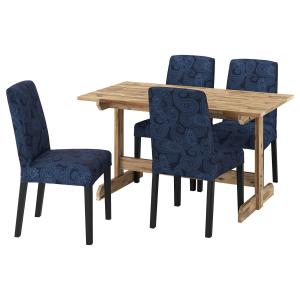 IKEA - BERGMUND mesa y 4 sillas, acaciaKvillsfors azul oscu…