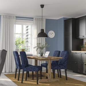 IKEA - BERGMUND mesa y 4 sillas, acaciaKvillsfors azul oscu…