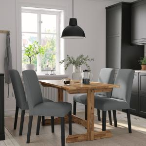 IKEA - BERGMUND mesa y 4 sillas, acacia negroNykvarn gris,…