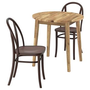 IKEA - SKOGSBO mesa y dos sillas, acaciamarrón oscuro, 80 c…