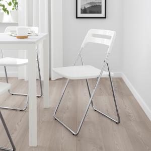 IKEA - Silla plegable, alto brillo blanco, cromado alto bri…