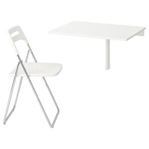 IKEA - NISSE Mesa 1 silla, blanco, cromado blanco blanco/cr…