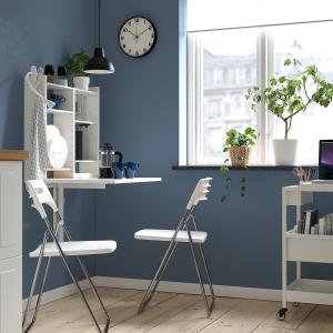 IKEA - NISSE mesa y dos sillas, blanco alto brilloblanco cr…
