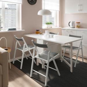 IKEA - FRÖSVI mesa y 4 sillas, blancoKnisa gris claro, 2689…