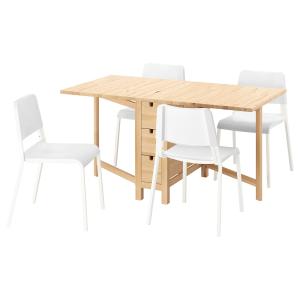 IKEA - TEODORES mesa y 4 sillas, abedulblanco, 2689152 cm a…