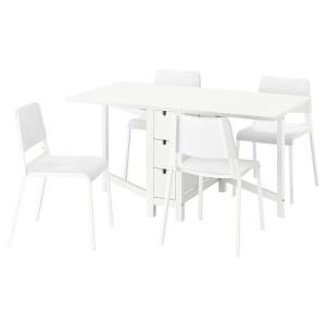 IKEA - TEODORES mesa y 4 sillas, blancoblanco, 2689152 cm b…