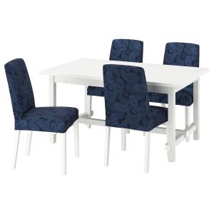 IKEA - BERGMUND mesa y 4 sillas, blancoKvillsfors azul oscu…