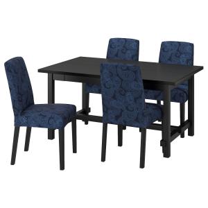 IKEA - BERGMUND mesa y 4 sillas, negroKvillsfors azul oscur…