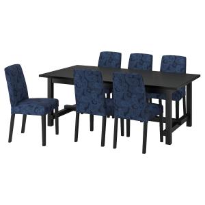 IKEA - BERGMUND mesa y 6 sillas, negroKvillsfors azul oscur…