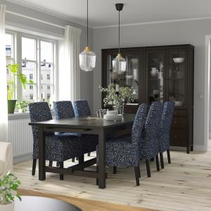 IKEA - BERGMUND mesa y 6 sillas, negroRyrane azul oscuro, 2…