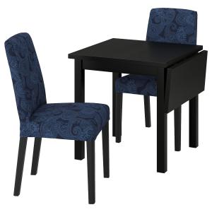 IKEA - BERGMUND mesa y dos sillas, negroKvillsfors azul osc…