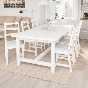 IKEA - NORDVIKEN mesa y 6 sillas, blancoblanco, 210289x105…