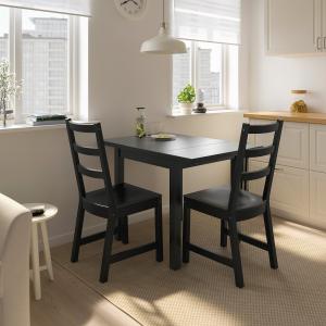 IKEA - NORDVIKEN mesa y dos sillas, negronegro, 74104x74 cm…