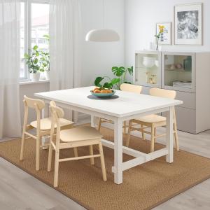 IKEA - Mesacon 4 sillas, blanco, abedul blanco/abedul