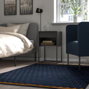 IKEA - alfombra, pelo corto, azul oscuromarrón dorado, 128x…