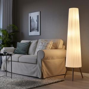 IKEA - lámpara de pie, hayablanco haya/blanco