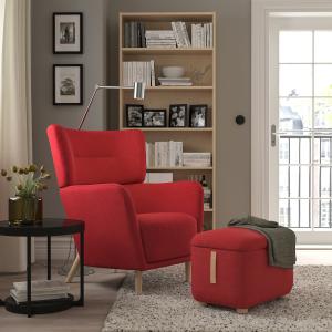 IKEA - sillón orejero con reposapiés, Tonerud rojo Tonerud…