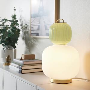 IKEA - lámpara de mesa, blancoverde claro vidrioefecto dora…