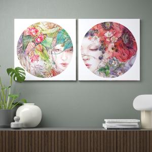 IKEA - lienzo, caras, 56x56 cm caras