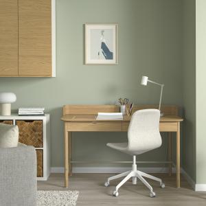 IKEA - LÅNGFJÄLL escritorio y silla, roble beigeblanco robl…