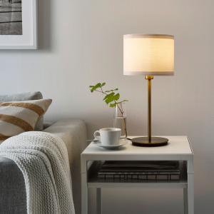 IKEA - Lámpara de mesa, blanco, latón, 41 cm blanco/latón