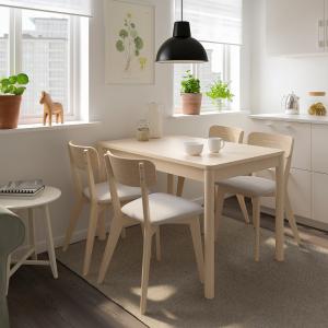IKEA - LISABO mesa y 4 sillas, abedul fresnoTallmyra blanco…