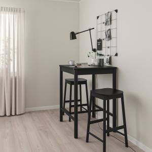 IKEA - RÖNNINGE mesa y 2 taburetes altos, negronegro negro/…
