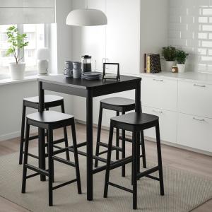 IKEA - RÖNNINGE mesa y 4 taburetes altos, negronegro negro/…