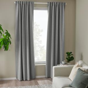 IKEA - cortinas opacas, par, gris, 135x300 cm gris