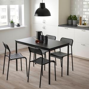 IKEA - ADDE mesa y 4 sillas, negronegro, 110x67 cm negro/ne…