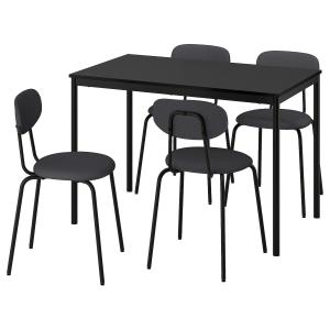 IKEA - ÖSTANÖ mesa y 4 sillas, negro negroRemmarn gris oscu…