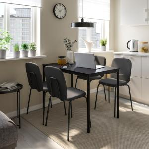 IKEA - PÅBODA mesa y 4 sillas, negronegroRemmarn gris oscur…