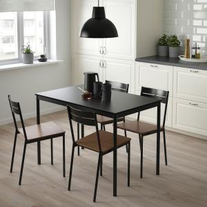 IKEA - SANDSBERG mesa y 4 sillas, negronegro, 110x67 cm neg…
