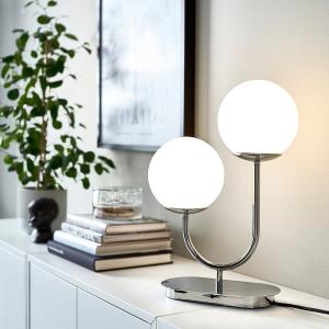 IKEA - lámpara de mesa, cromadoblanco ópalo vidrio, 42 cm c…