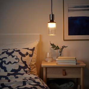 IKEA - MOLNART lámpara techo   bombilla, textil niqueladofo…