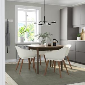 IKEA - GRÖNSTA mesa y 4 sillas, con reposabrazos marrónblan…