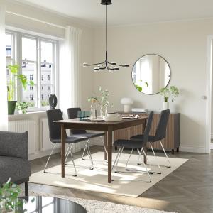 IKEA - LILLÅNÄS mesa y 4 sillas, marrón hayacromado Gunnare…